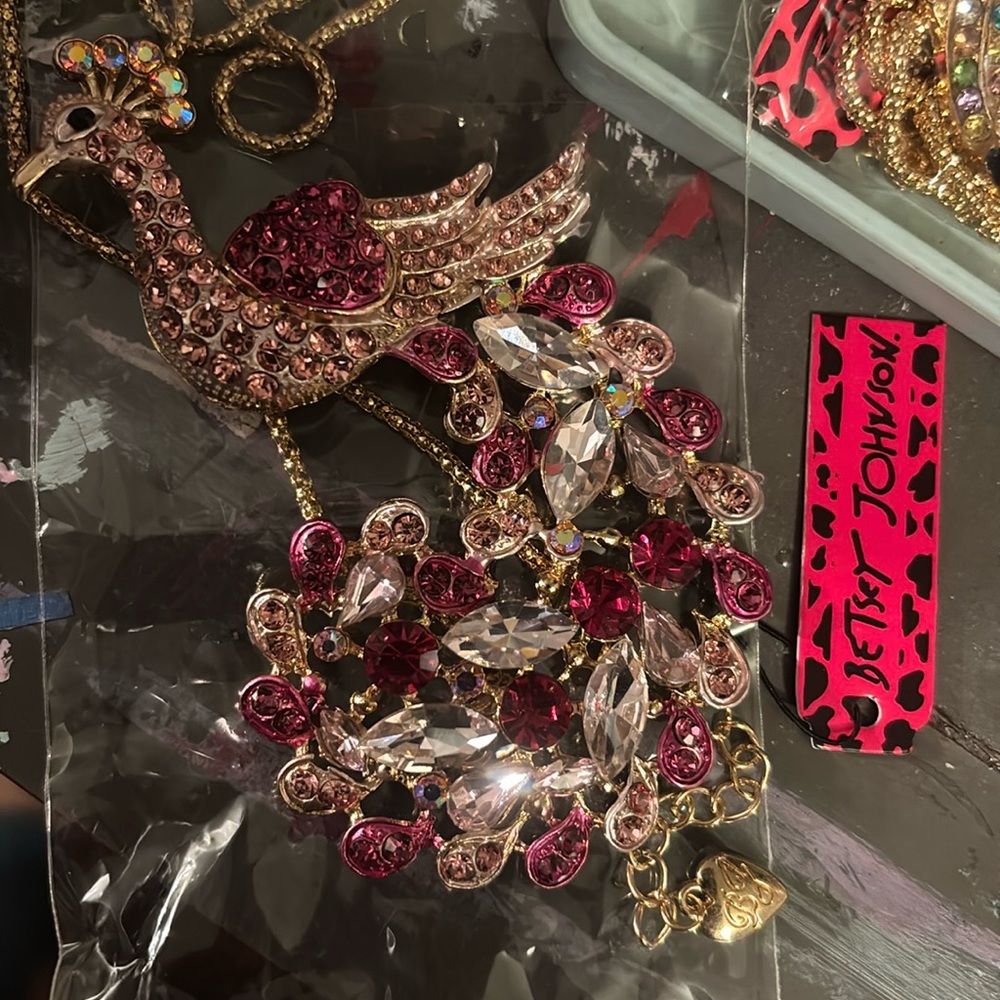 Betsey johnson rhinestone necklace peacock